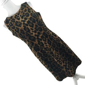 TALBOTS! GORGEOUS BLACK & GOLDEN BROWN LEOPARD PRINT VELVETEEN DRESS! SZ  8P
